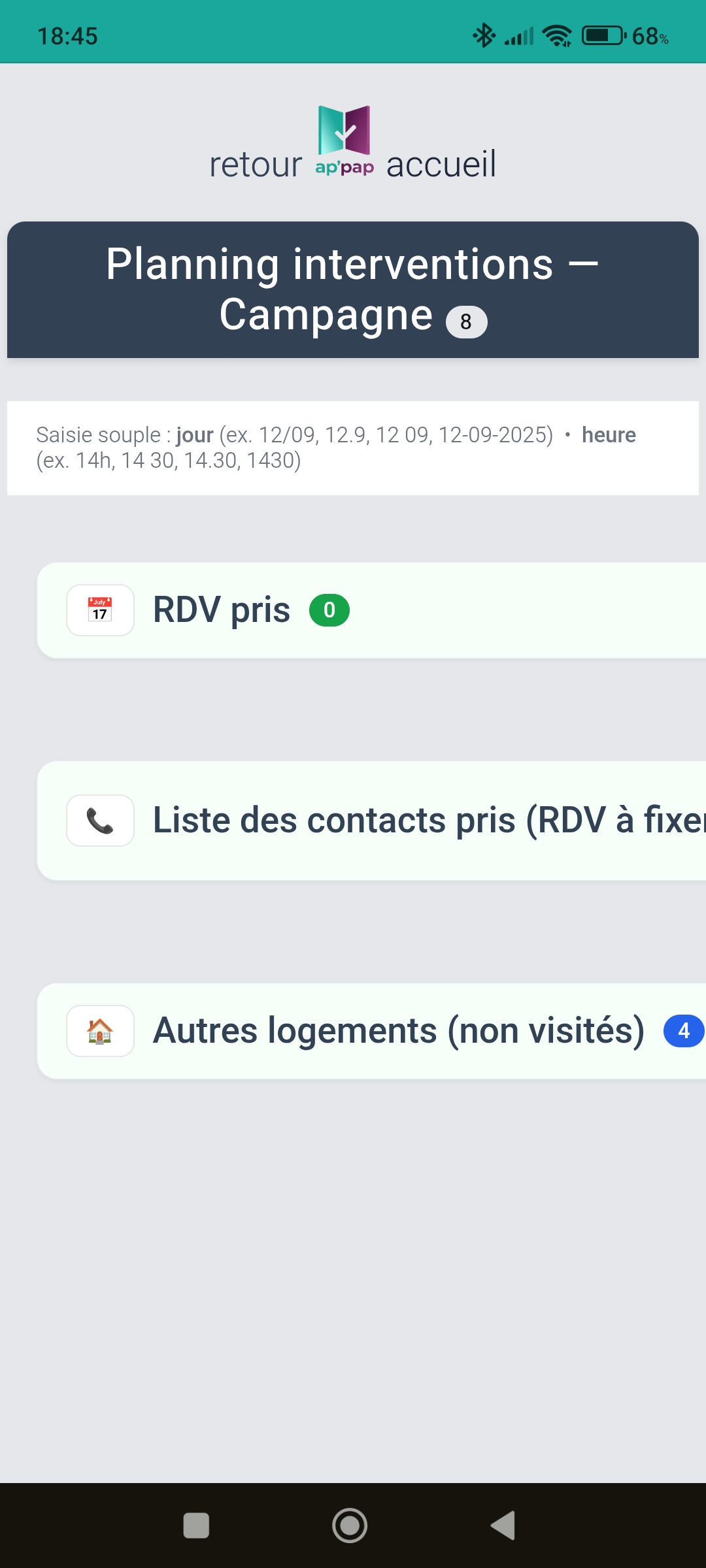 Module phoning et agenda AP’PAP