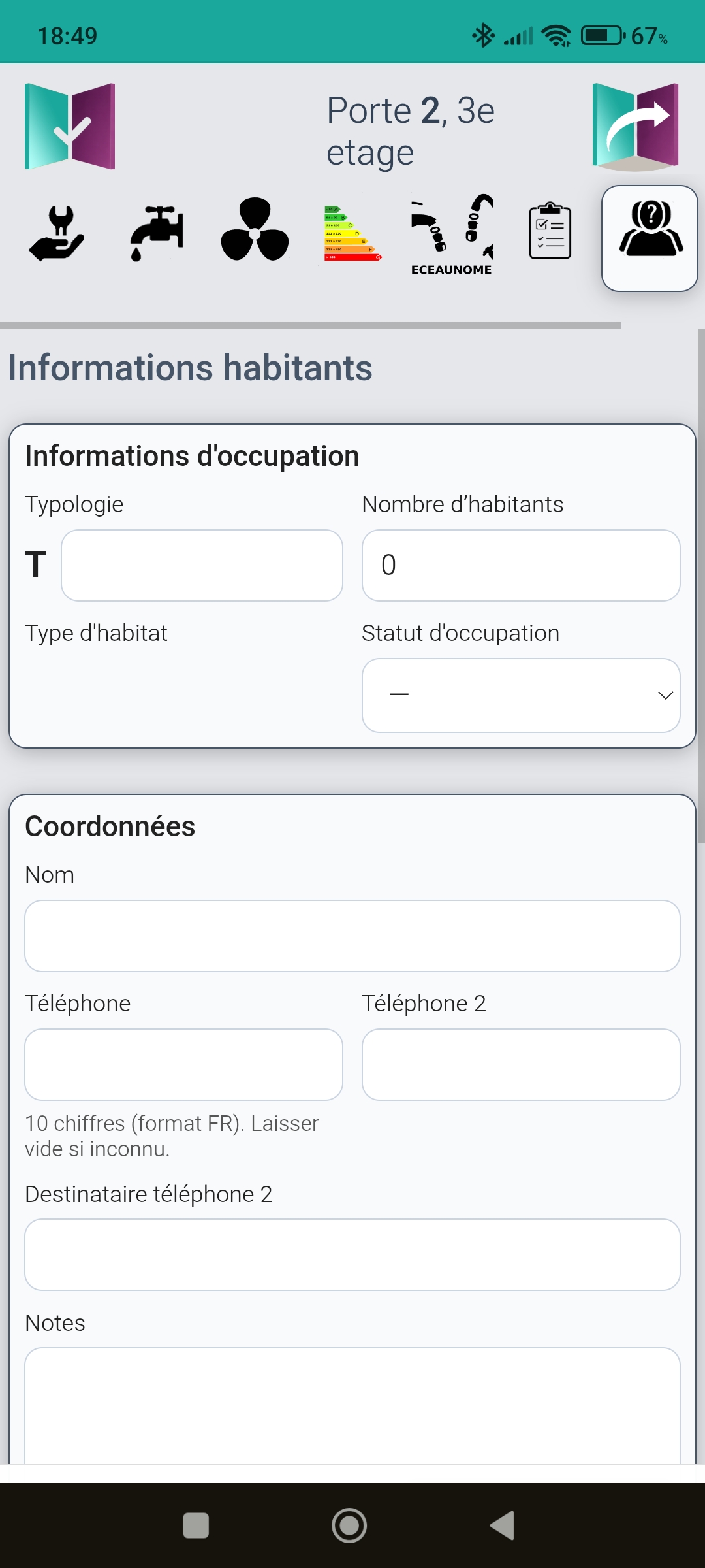 Fiche informations habitants et logement dans AP’PAP